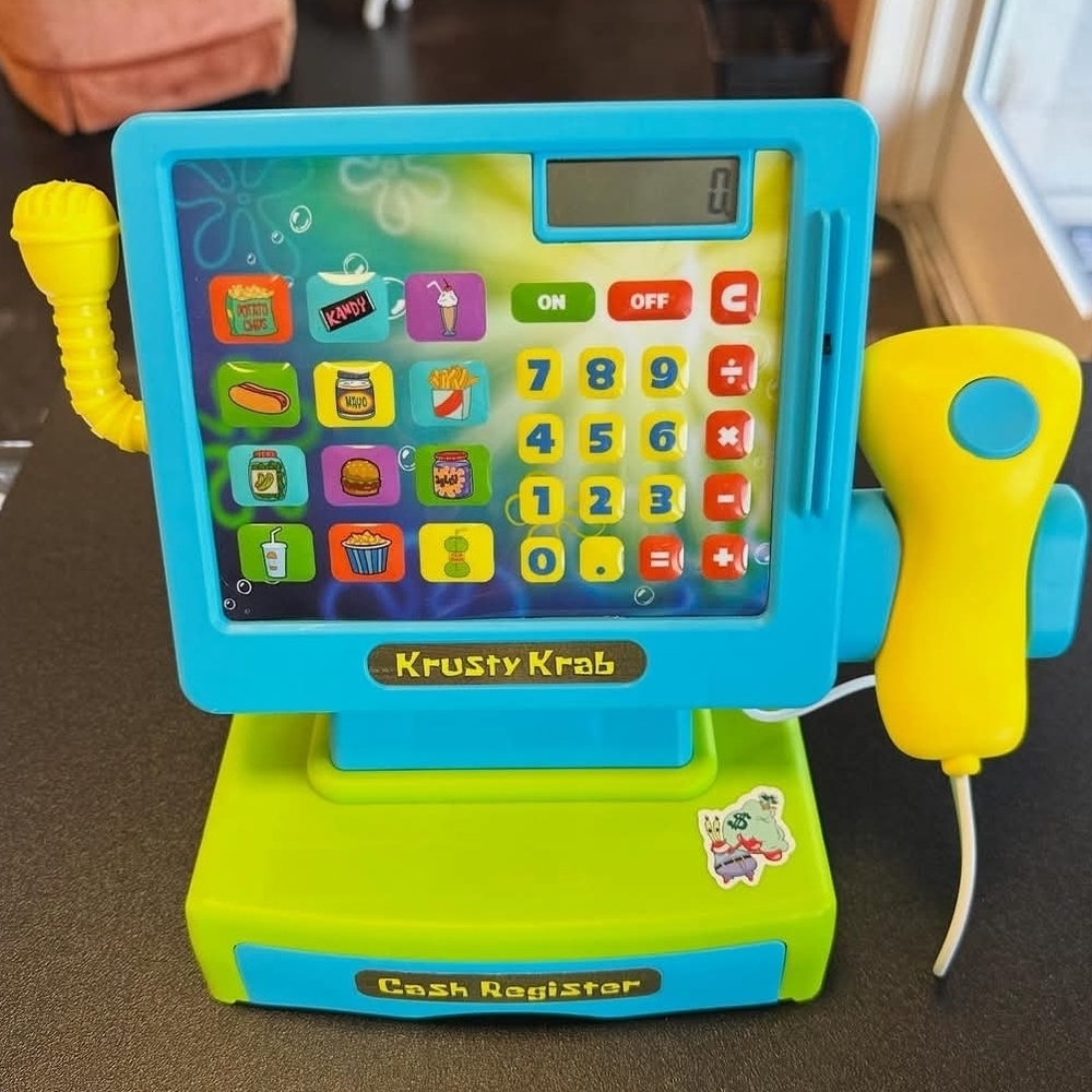 Kids Cash Register Toy - Blue & Lime